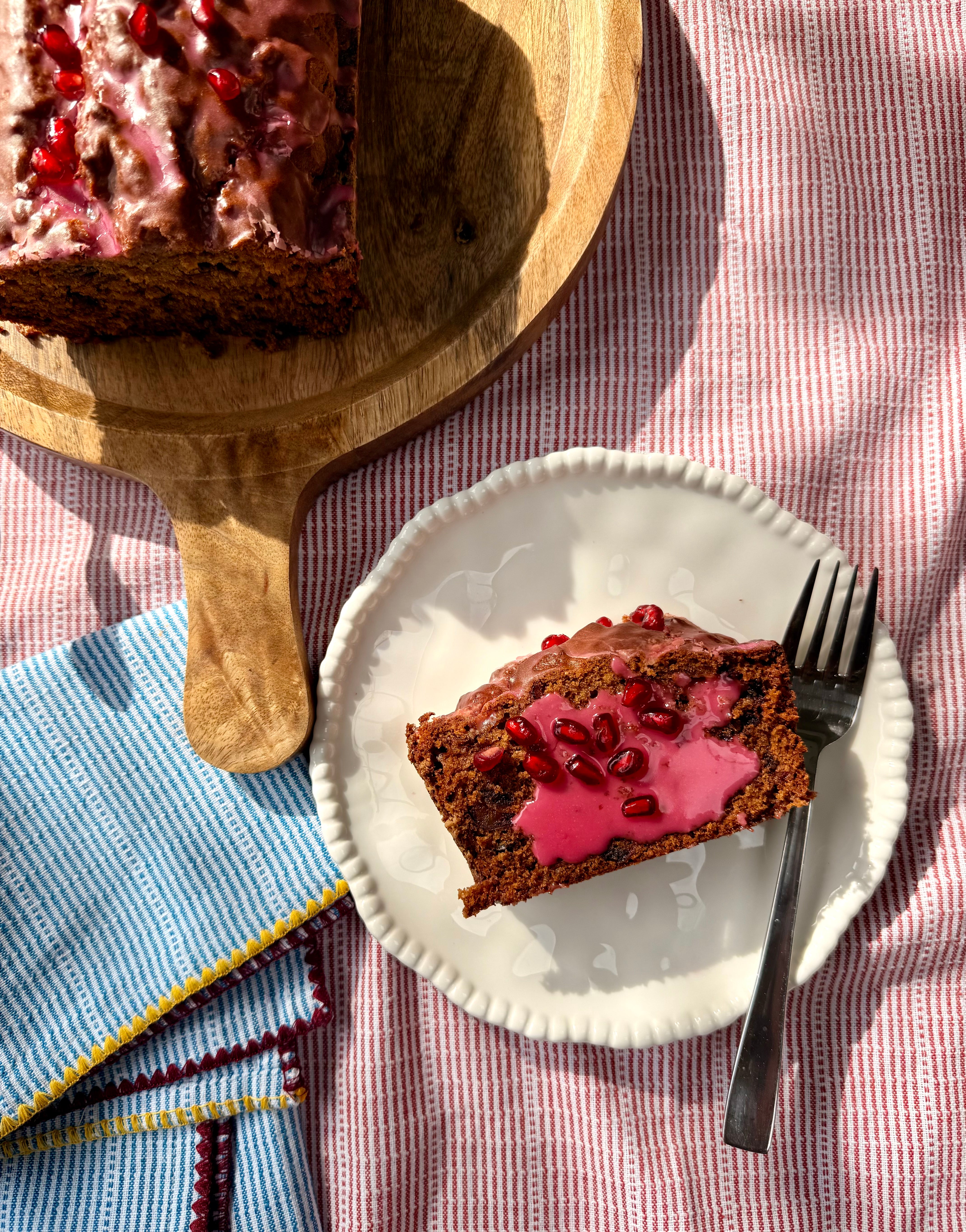 Date & Olive Oil Cake with Pomegranate Glaze